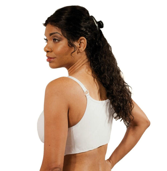 Women Post Surgery Front Fastening Sports Bra With Wide Back  Support-white(l)