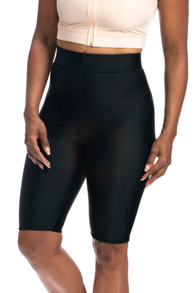 Womens Black High Waisted Compression Shorts, For abdominal